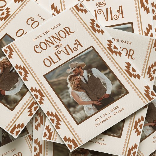 Modern Western Photo Save the Date Card Kaart
