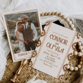 Modern Western Photo Wedding Invitation Kaart