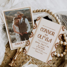 Modern Western Photo Wedding Invitation Kaart