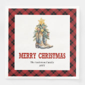 Modern Western Red Black Check Paper Napkins Servet (Voorkant)