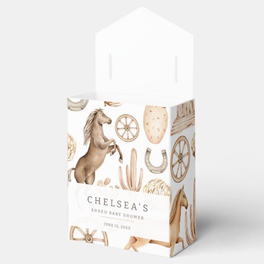 Modern Western Rodeo Waterverf Baby shower Bedankdoosjes (Geopend)