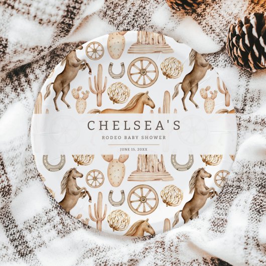 Modern Western Rodeo Waterverf Baby shower Papieren Bordje