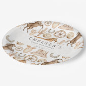 Modern Western Rodeo Waterverf Baby shower Papieren Bordje (Gekanteld)