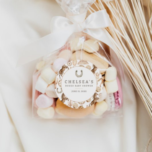 Modern Western Rodeo Waterverf Baby shower Ronde Sticker