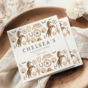 Modern Western Rodeo Waterverf Baby shower Servet