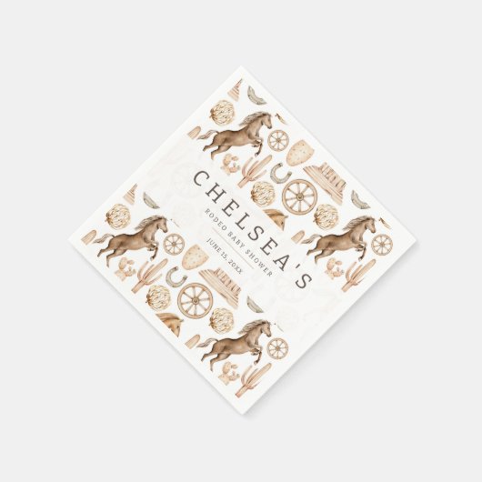 Modern Western Rodeo Waterverf Baby shower Servet (Hoek)