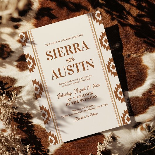 Modern Western Wedding Invitation Kaart