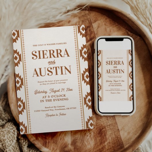 Modern Western Wedding Invitation Kaart