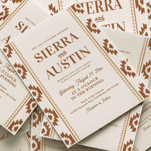 Modern Western Wedding Invitation Kaart