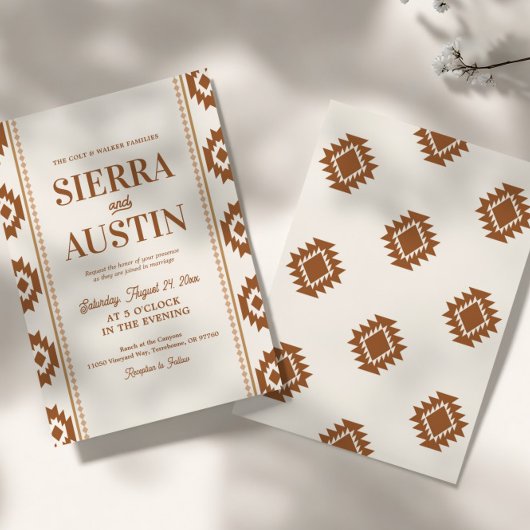 Modern Western Wedding Invitation Kaart