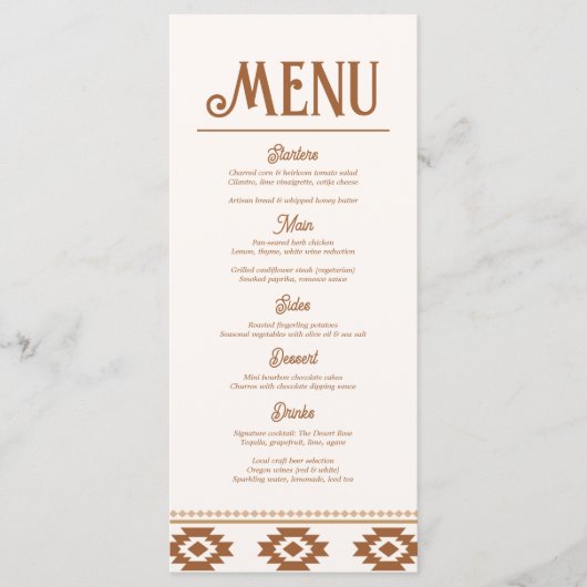 Modern Western Wedding Menu (Voorkant)