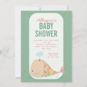 Modern Whale Trendy Baby shower Party Invite Kaart (Voorkant)