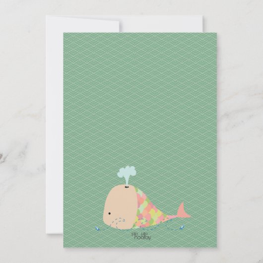 Modern Whale Trendy Baby shower Party Invite Kaart (Achterkant)