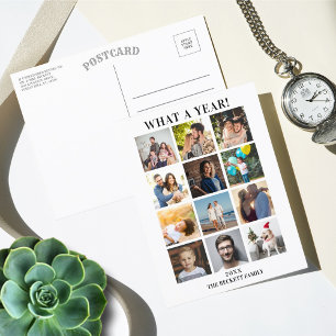 Modern What A Year In Review 12 Foto Collage Feestdagenkaart