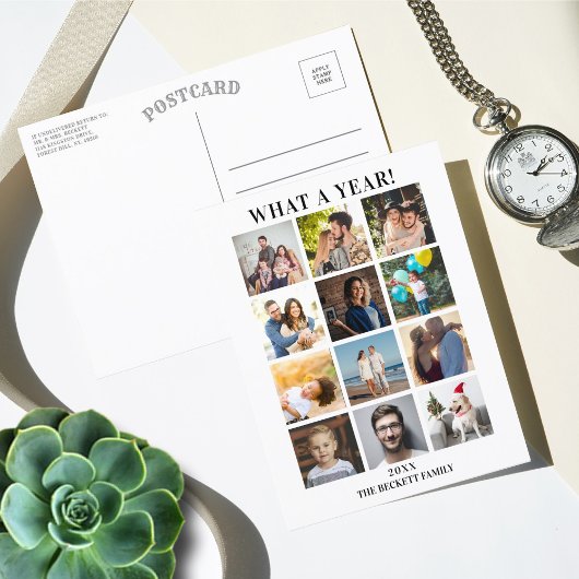 Modern What A Year In Review 12 Foto Collage Feestdagenkaart
