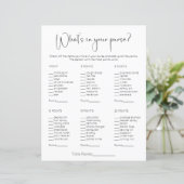 Modern What's In Your Purse Bruidsfeest Spel (Staand voorkant)