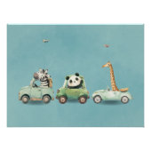 Modern Whimsical Animals in Vehicles Poster (Voorkant)