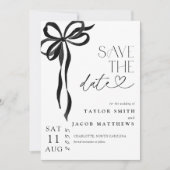 Modern Whimsical Black Bow Script Save the Date Kaart (Voorkant)