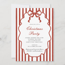 Modern Whimsical  Bow Illustrated Christmas Party  Kaart