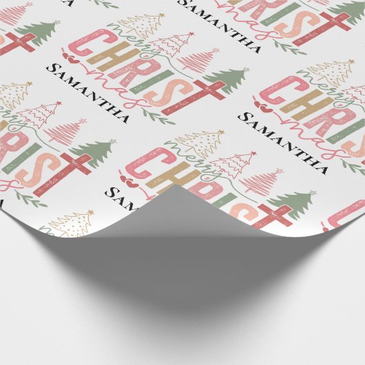 Modern Whimsical Christ Mas Customizable Christmas Cadeaupapier (Hoek)