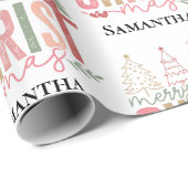 Modern Whimsical Christ Mas Customizable Christmas Cadeaupapier (Rol Hoek)