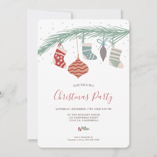 Modern whimsical Christmas socks illustration Kaart (Voorkant)