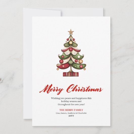 Modern Whimsical Christmas Tree Greeting Design Feestdagenkaart (Voorkant)