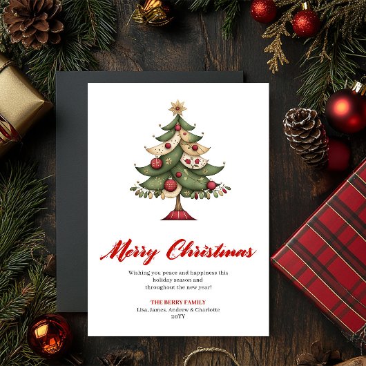 Modern Whimsical Christmas Tree Greeting Layout Feestdagenkaart