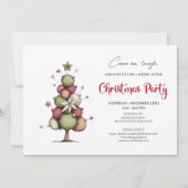 Modern Whimsical Christmas Tree Party Invitation Kaart (Voorkant)