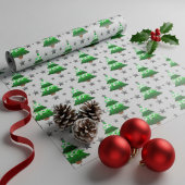 Modern Whimsical Christmas Trees & Silver Stars Cadeaupapier