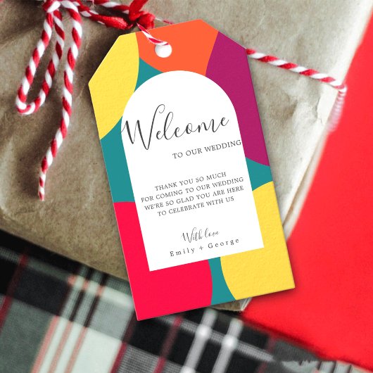 Modern Whimsical Colorful Groovy Abstract Weddensc Cadeaulabel