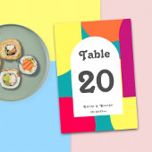 Modern Whimsical Colorful Groovy Abstract Weddensc Kaart