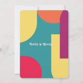 Modern Whimsical Colorful Groovy Abstract Weddensc Kaart (Achterkant)