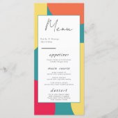 Modern Whimsical Colorful Groovy Abstract Weddensc Menu (Voorkant)