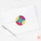 Modern Whimsical Colorful Groovy Abstract Weddensc Ronde Sticker (Envelop)