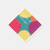 Modern Whimsical Colorful Groovy Facts Wedding Servet (Hoek)