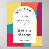 Modern Whimsical Colorful Groovy Weddenschap Welko Poster (Voorkant)