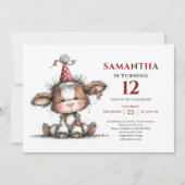 Modern whimsical cow animals design kids birthday kaart (Voorkant)