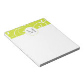 Modern Whimsical Curls Lime Green Monogram Notitieblok (Schuin)