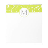 Modern Whimsical Curls Lime Green Monogram Notitieblok (Voorkant)