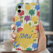 Modern Whimsical – Dripping Flower Monogram iPhone 16 Hoesje