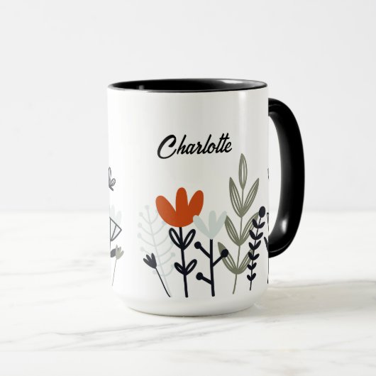 Modern Whimsical Floral Personal Name Mok (Voorkant rechts)