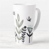 Modern Whimsical Floral Personalized Name Latte Mok (Rechterhoek)