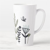 Modern Whimsical Floral Personalized Name Latte Mok (Rechts)