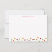 Modern Whimsical Flowers Pink Yellow Girly Note Bedankkaart (Voorkant)