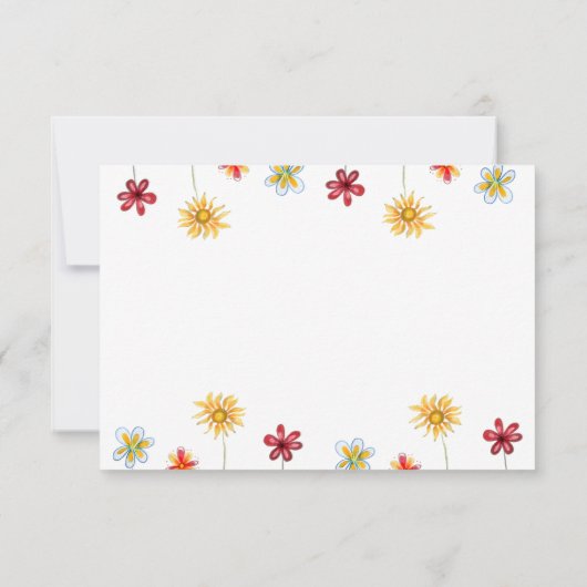Modern Whimsical Flowers Pink Yellow Girly Note Bedankkaart (Achterkant)