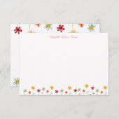 Modern Whimsical Flowers Pink Yellow Girly Note Bedankkaart (Voorkant / Achterkant)