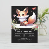 Modern Whimsical Fox Verjaardag digitaal Kaart (Staand voorkant)