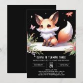 Modern Whimsical Fox Verjaardag digitaal Kaart (Voorkant / Achterkant)