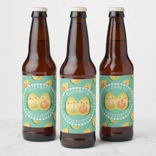Modern Whimsical Funny Avocados Cute Wedding Party Bier Etiket